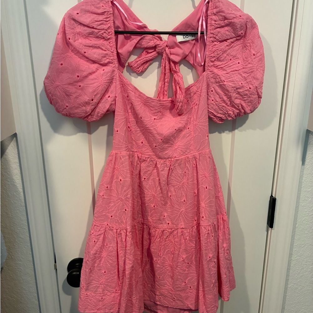 DO+BE Vibrant Pink Dress with Puff Sleeves